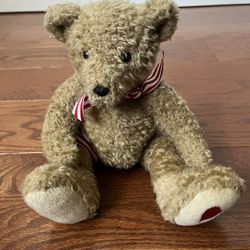 6.5” Sitting Down Plush Bear With Red Heart On Left Paw