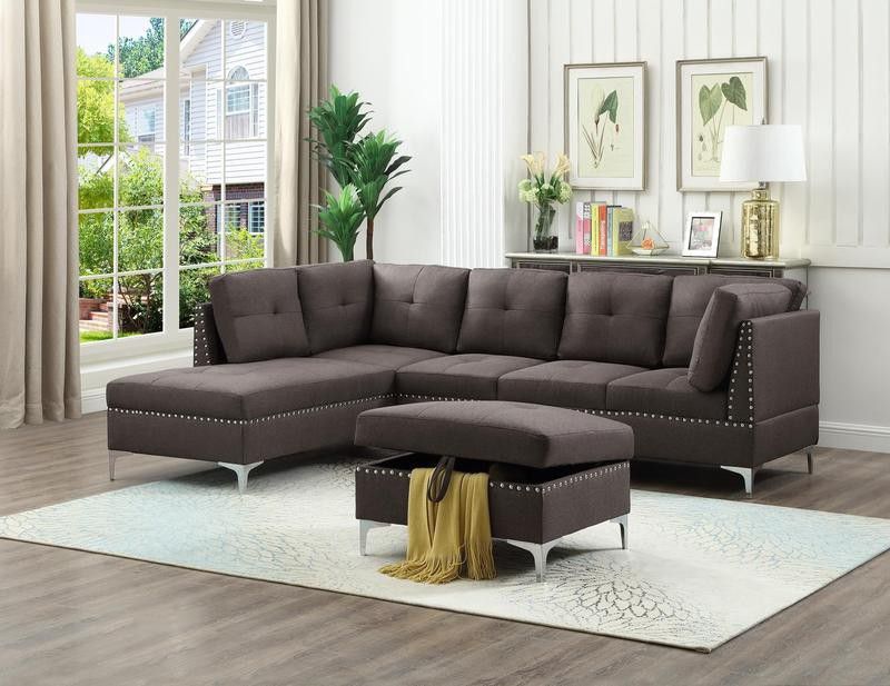 Astra Brown Sectional With Otttttoman
