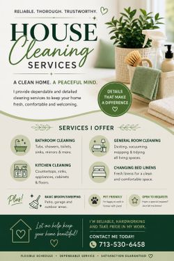Housekeeping & Home Cleaning Services – Reliable, Detail-Oriented & Pet-Friendly!