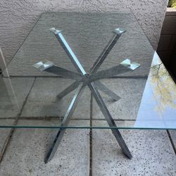 Rectangle Glass & Chrome Dining Table