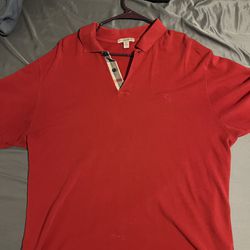 Red burberry brit button up