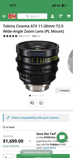 Tokina Cinema ATX 11-20mm T2.9 PL Mount Lens