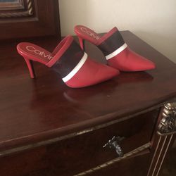 Red Calvin Ladies Heels Size 6 