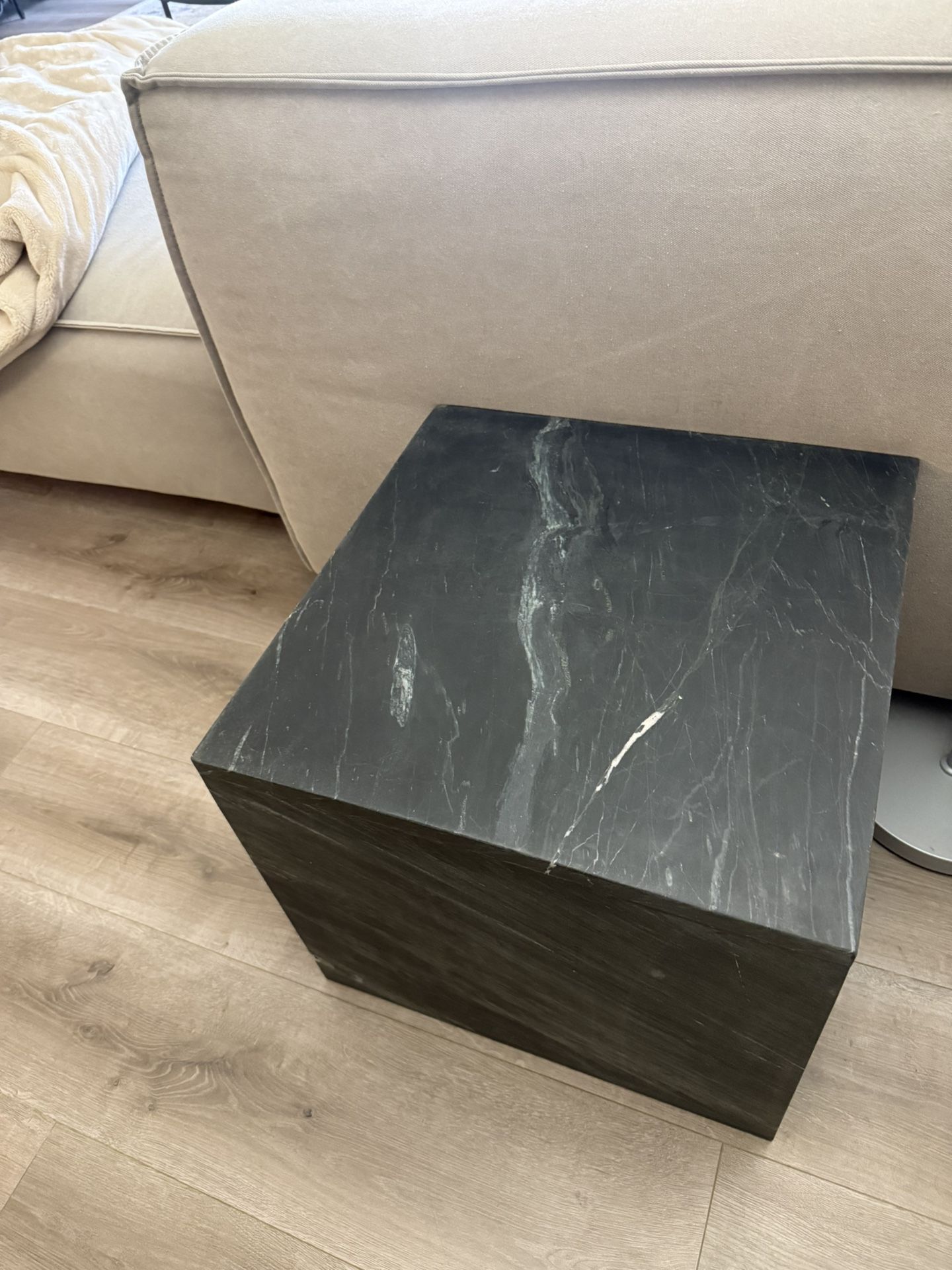CB2 Short black Side Table Marble