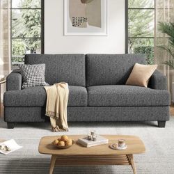 Sofa Dark Gray 84” Linen