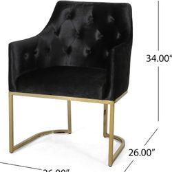 Set of Two Accent Black Velvet Chairs
