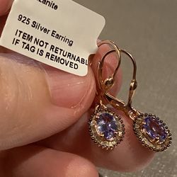 Lovely Tanzanite & Natural Champagne Diamond earrings -new! 