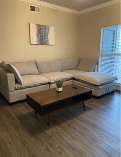 Light Grey 4 Piece Modular Sectional Couch & Storage Ottoman Delivery Available 🚚