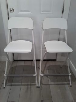 IKEA White Folding Bar Stools – Set of 2.  24” height