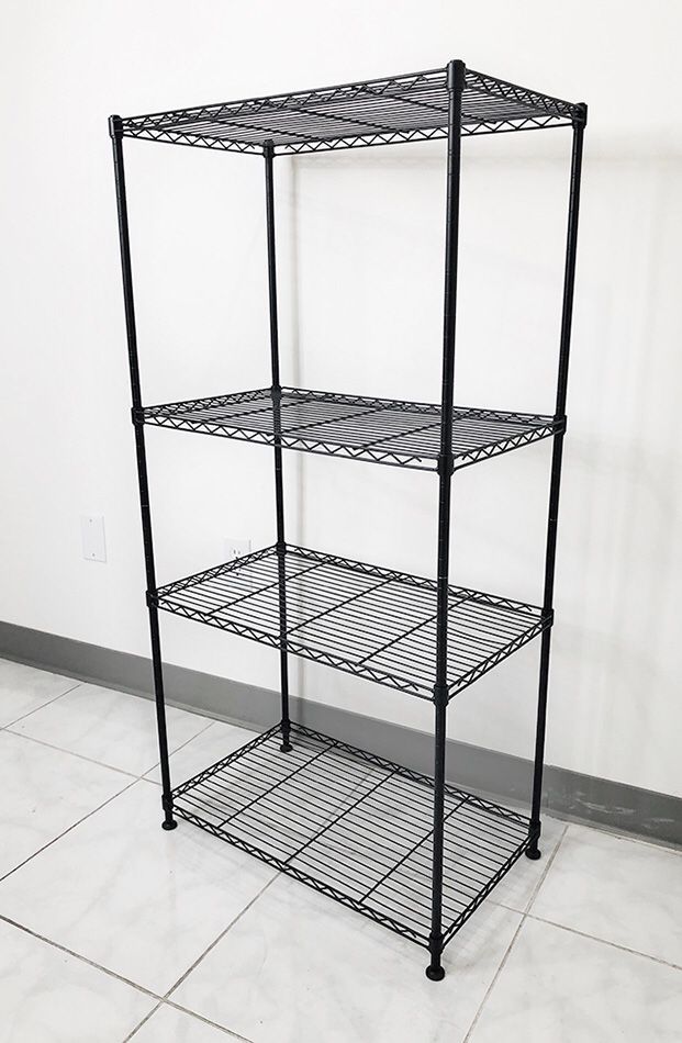 Brand New $35 Small Metal 4-Shelf Shelving Storage Unit Wire Organizer Rack Adjustable Height 24x14x48”