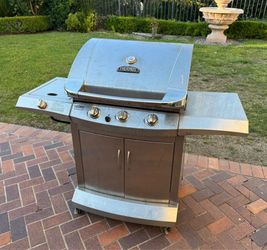 Thermos Stainless Steel Gas BBQ Grill + Side Grill & Cover