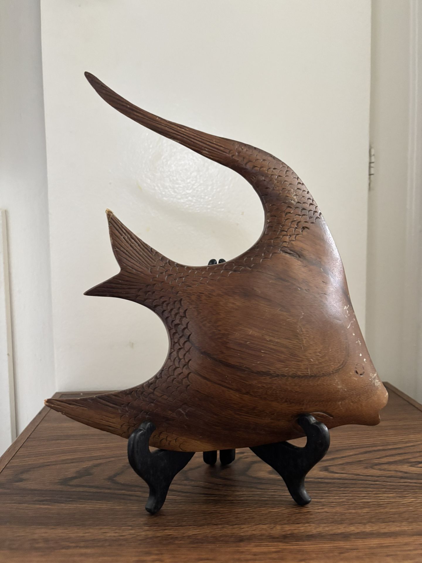 Vintage Hand carved wood fish figure