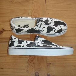 Brand New - Vans Customs Slip On - White Cow Print - Men's Size 8.5