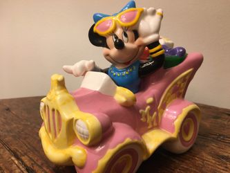 Disney Minnie Mouse Porcelain Car Coin Bank Vintage 80's VERY RARE