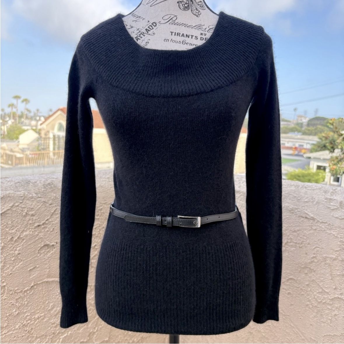 INC International Concepts Fantasia Glam angora rabbit hair blend belted sweater