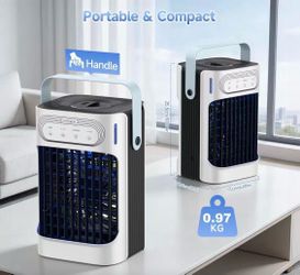 Portable Air cooling 16” Standing Fans that Portable AC，120° Oscillating 650ml Water Tank, 5Modes & 4Speeds Cooling Fans