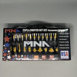 25 Pieces 1/2 Inch Router Bit Set with Aluminum Case
