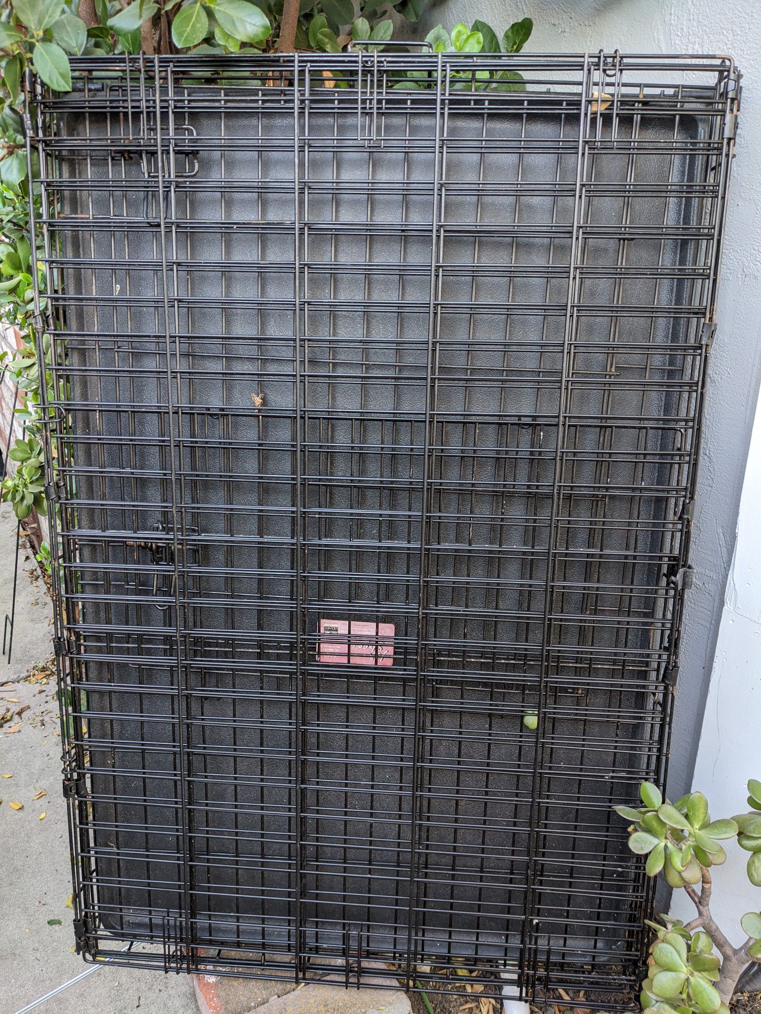 Large folding black wire pet dog crate