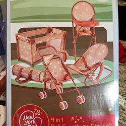 New In Box! GREAT GIFT IDEA!! New York Doll Collection 4-In-1 Doll Furniture Playset (For Dolls Up To 18”) $45 (#C-115)