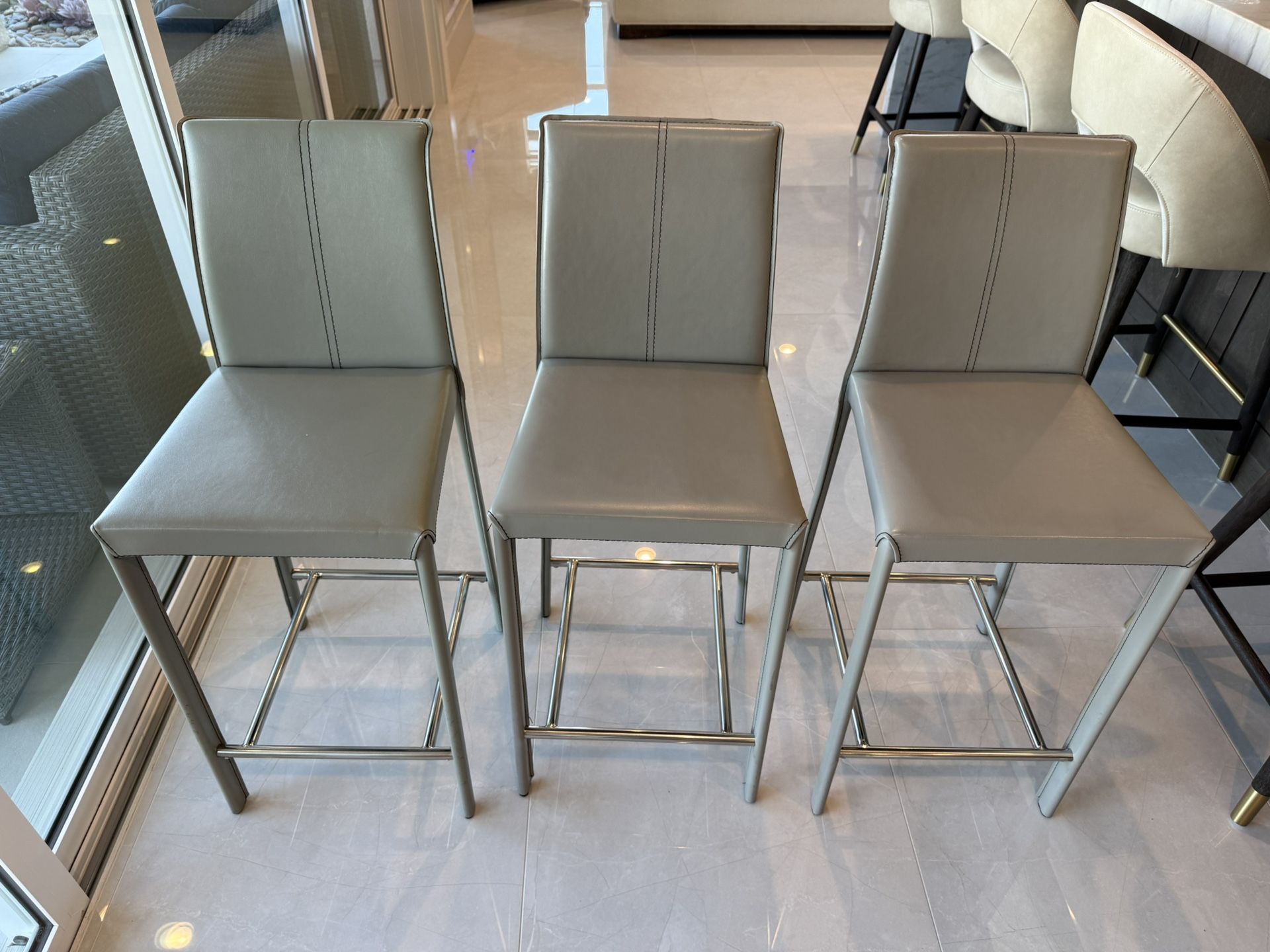 3 Grey Counter stools