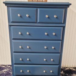 GOOD LOOKING BLUE TALL DRESSER 