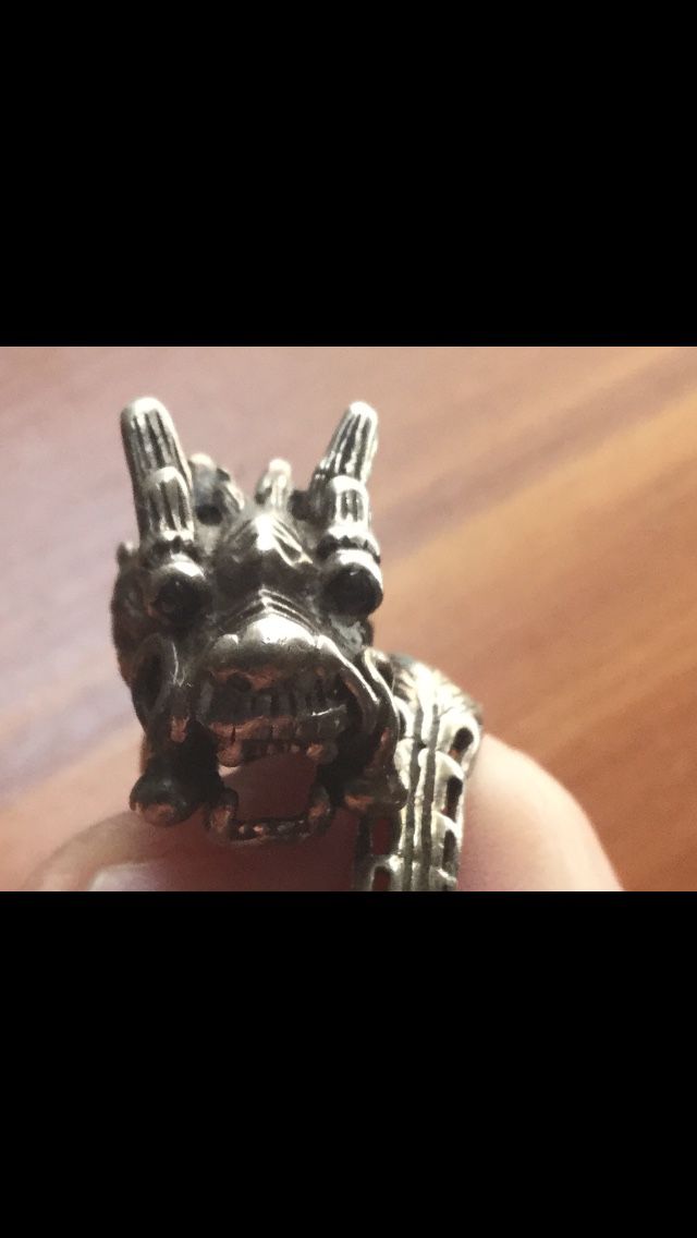 Vintage silver dragon ring