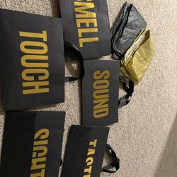 Black & Gold Gift Bags – Set of 5 (Touch, Smell, Sound, Sight, Taste)