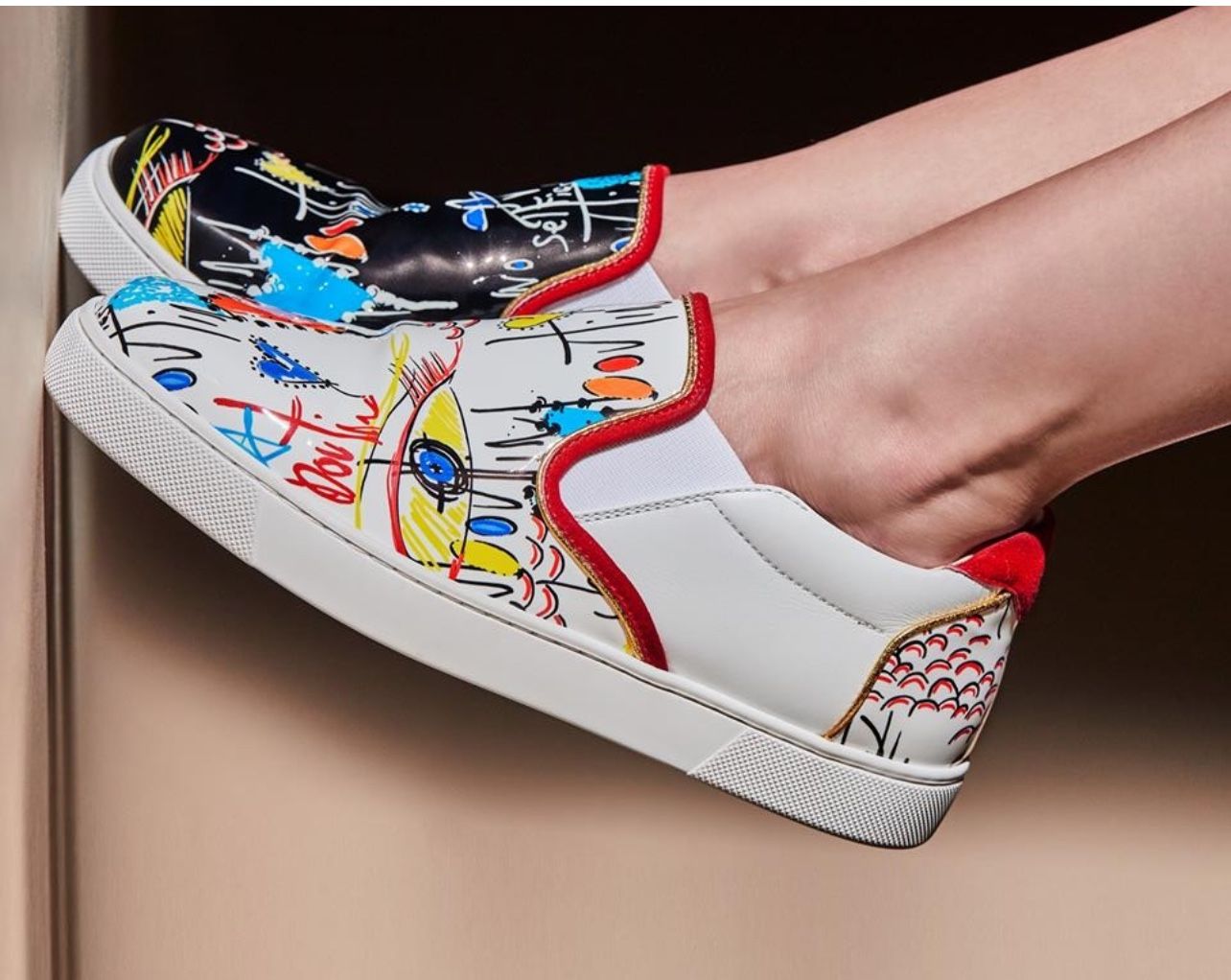 Christian Louboutin Multicolor Patent Leather Slip-on Sneakers size 39