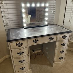 Desk Or Makeup Table (Solid Wood) W/ Mirror 