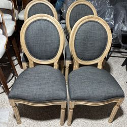 Kiztir French Dining Chairs Set of 4, 4 Pieces Upholstered Dining Room Chairs with Round Backrest, Mid Century Kitchen Chairs for Living Room, Bedroom