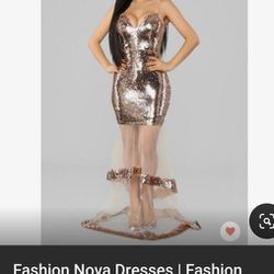 Fashion Nova Rose Gold Mermaid Prom/evening Dress 