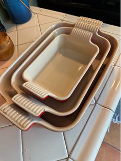 Le Creuset red bakeware