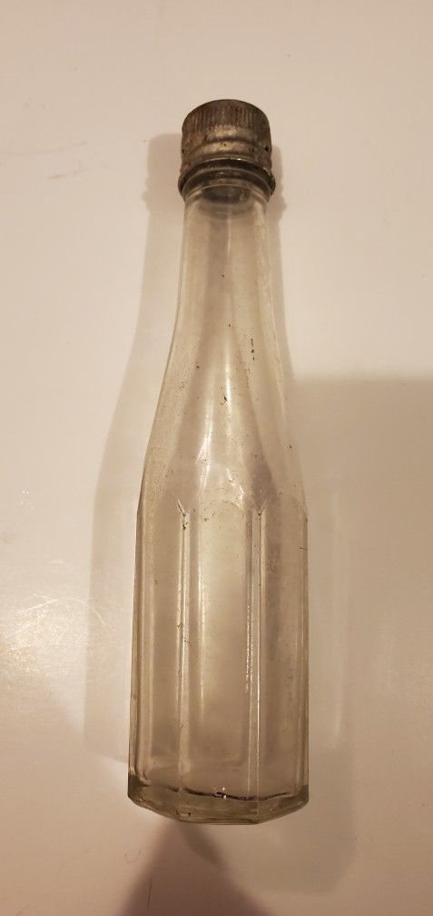 VINTAGE HEINZ KETCHUP CLEAR GLASS BOTTLE WITH CAP 8"