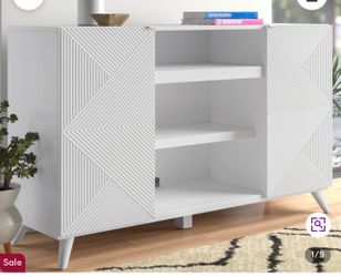 White cabinet with Chevron Patterned Doors