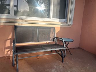 Outdoor Patio Glider Bench with Side Table