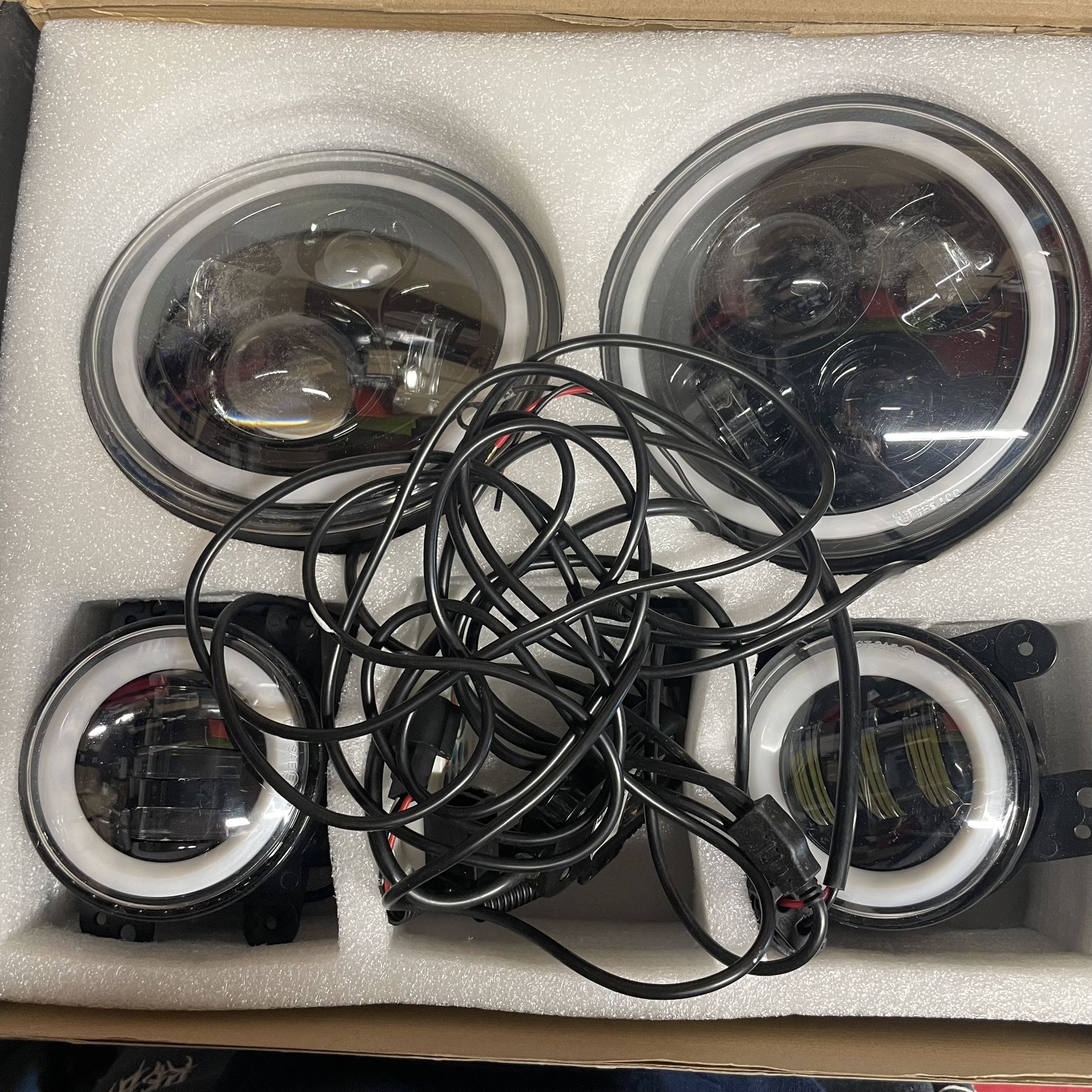 Headlights And Fog Lights Set Led With RGB Halos