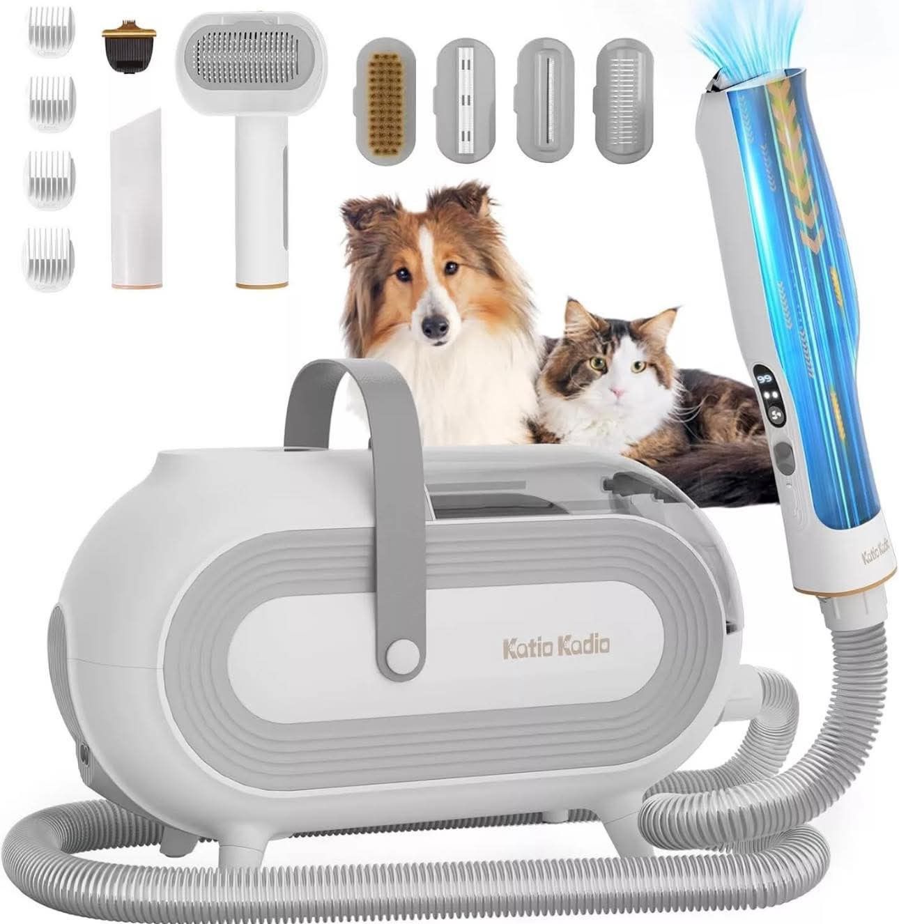 Pet Grooming Vacuum for Dog - 60dB Low Noise Dog Grooming Vacuum Kit Suck in 99% Hair, Dog Grooming Tools for Shedding Small, Medium Dog Cat Thick Coa
