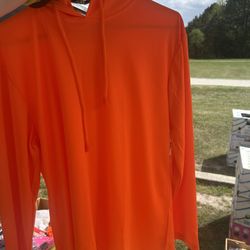 100% Polyester Orange Breathable Shirt With Hoodie 