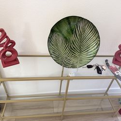 Glass Foyer Table with Gold Accents