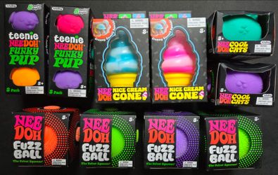 Authentic Schylling Needoh Teenie Funky Pup 3 Pack, Ice Cream Cone, Cool Cat, Fuzz Ball Editions