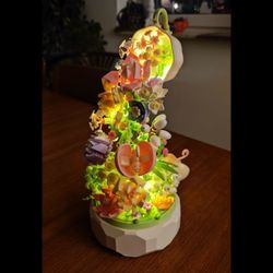 JMBricklayer Flower Building Blocks Set. Music Box With Led Lights. 575 Pieces