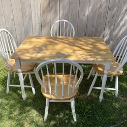 Natural Wood Kitchen Table With 4 Chairs