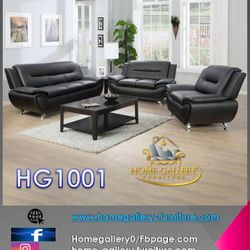 3PCS Black Sofa Set (Sofa-Love-Chair)
