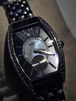 (New) Akribos XXIV Women's Black/Stainless-Steel Diamond Swiss-Quartz Watch
