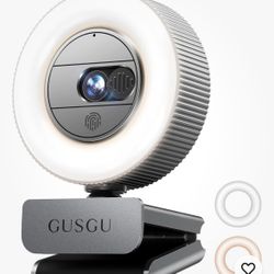GUSGU G910 2K Quad HD Webcam, with Microphone & Ring Light & Privacy Cover