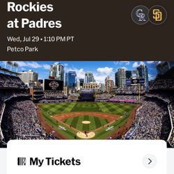 Padres Vs Rockies. Two Toyota Terrace Tix 220 Section 
