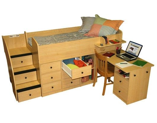 USA ORGANIC Berg Sierra Captain's Bed with Pull Out Desk