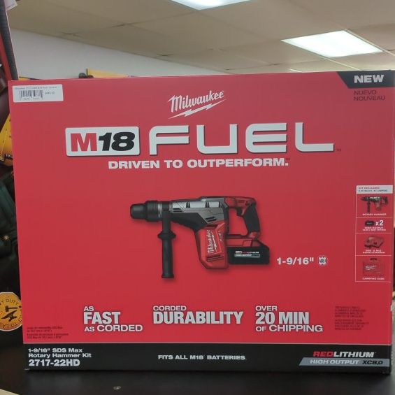 Milwaukee 2717-22HD M18 Fuel 1-9/16 In. SDS Max Rotary Hammer Kit With 2 Batteries