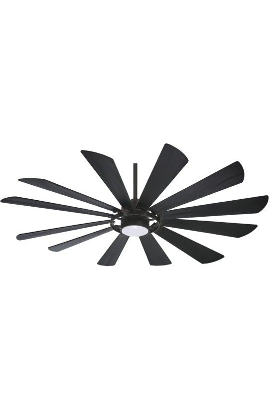 Minka Aire F870L-TCL Windmolen 65" Outdoor Ceiling Fan with LED Light and Remote Control, Coal Ashwood