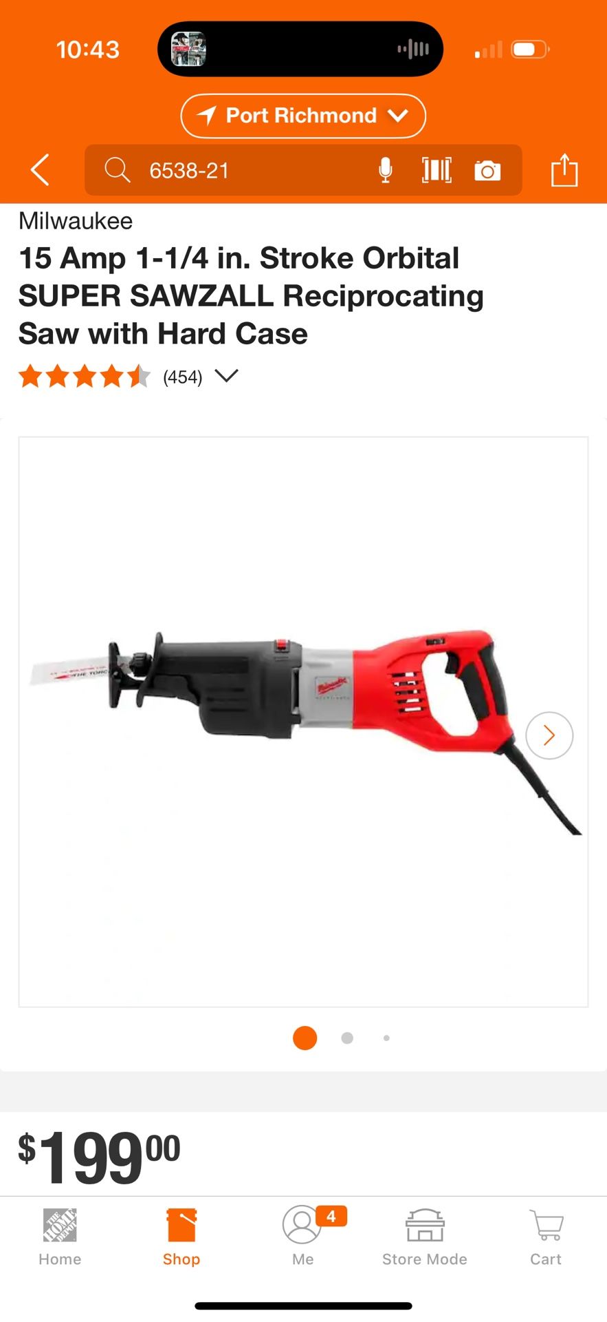 Milwaukee 6538-21 15 Amp Orbital Super Sawzall Works Great!
